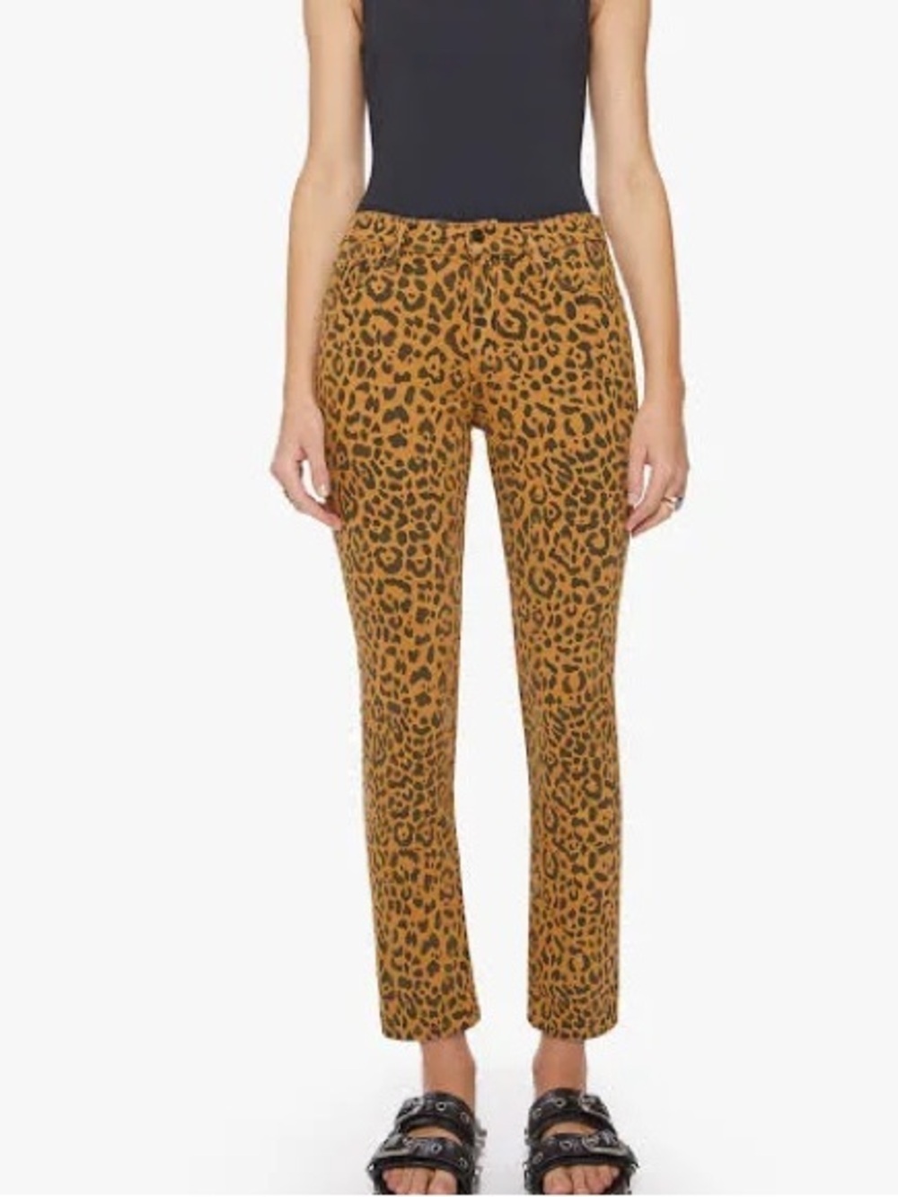 MOTHER the mid rise rider ankle Leopard Print Straight leg jeans in Hit the Spot